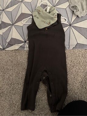 Carters brown boys long romper and bib